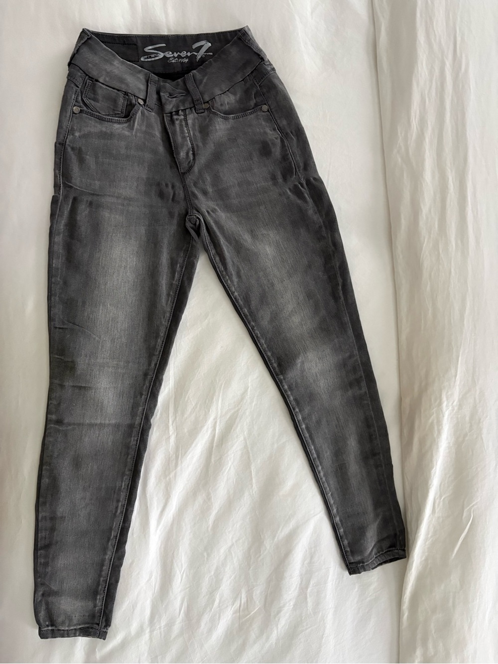 Seven7 Washed Black High-Rise Skinny Jeans